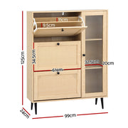 Artiss Shoe Rack Cabinet 3 Flip-out Drawers Pine FURNI-C-SHOE-01-RAT-WD-AB