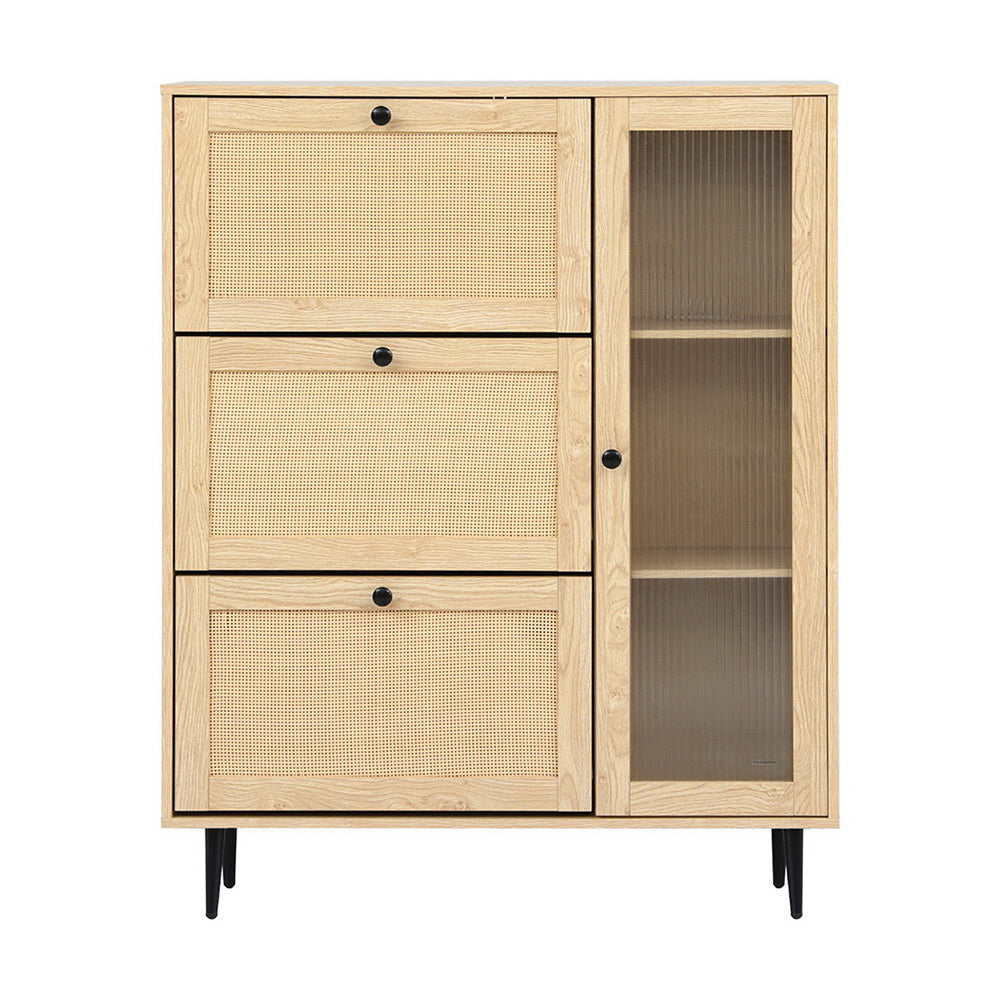 Artiss Shoe Rack Cabinet 3 Flip-out Drawers Pine FURNI-C-SHOE-01-RAT-WD-AB