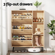 Artiss Shoe Rack Cabinet 3 Flip-out Drawers Pine FURNI-C-SHOE-01-RAT-WD-AB