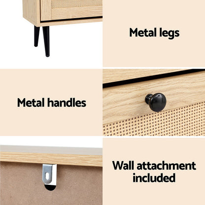 Artiss Shoe Rack Cabinet 3 Flip-out Drawers Pine FURNI-C-SHOE-01-RAT-WD-AB
