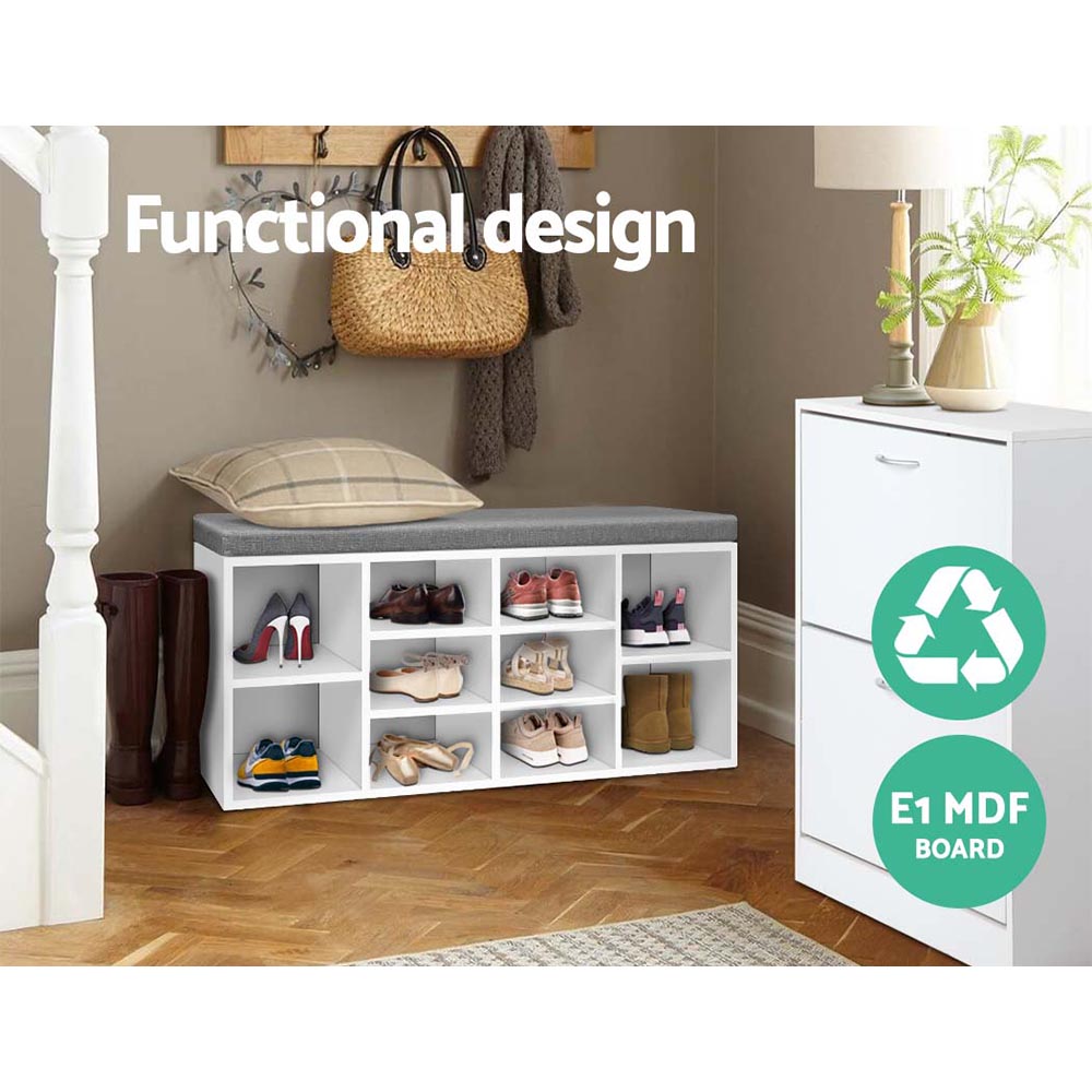 Artiss Shoe Rack Storage Cabinet Bench BOA FURNI-C-SHOE-BEN102-WH