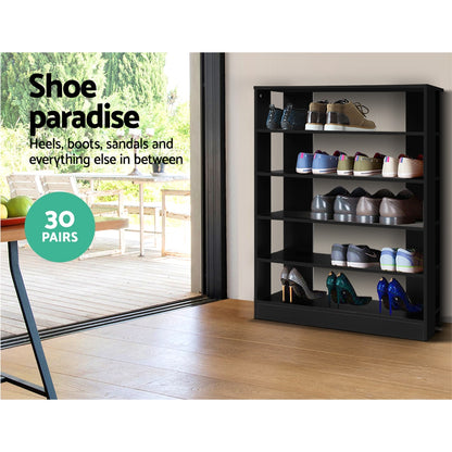 Artiss Shoe Rack Cabinet 30 Pairs 6-Tier Shelf Black FURNI-C-SHOE-R5-BK