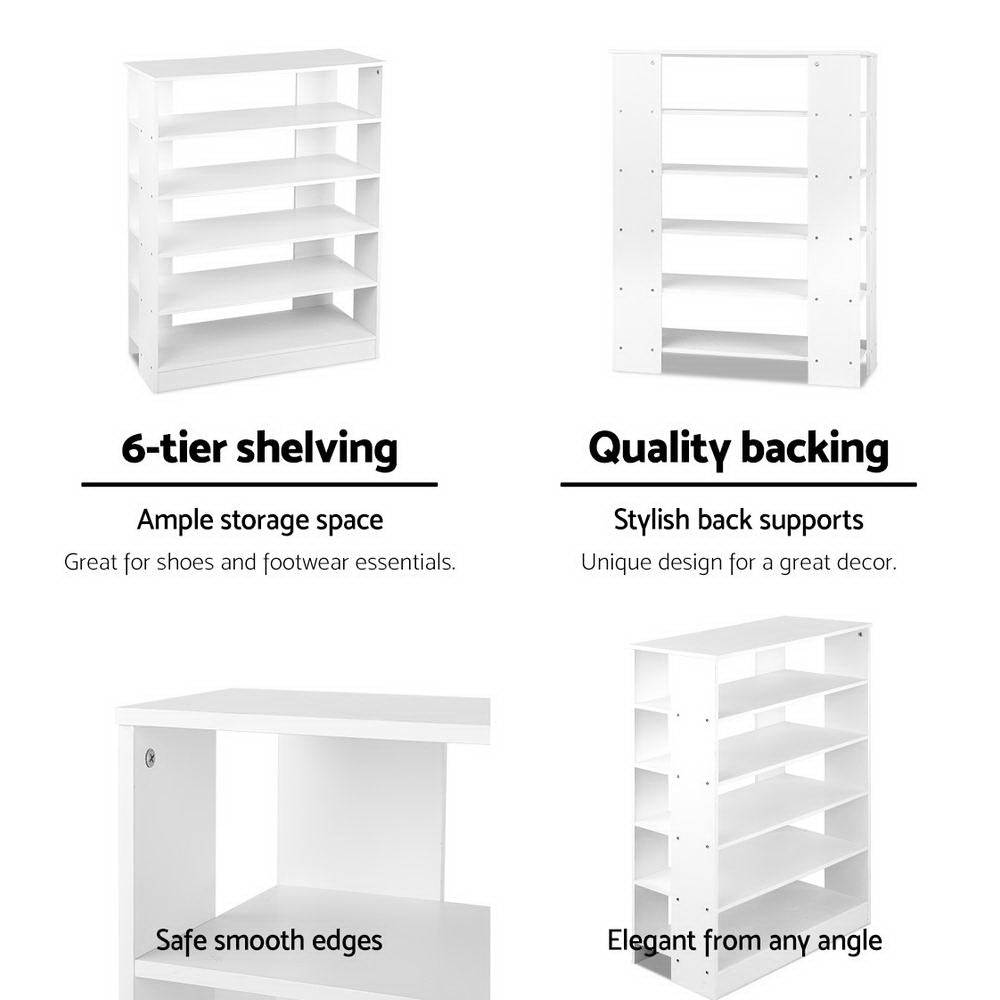Artiss Shoe Rack Cabinet 30 Pairs 6-Tier Shelf White FURNI-C-SHOE-R5-WH