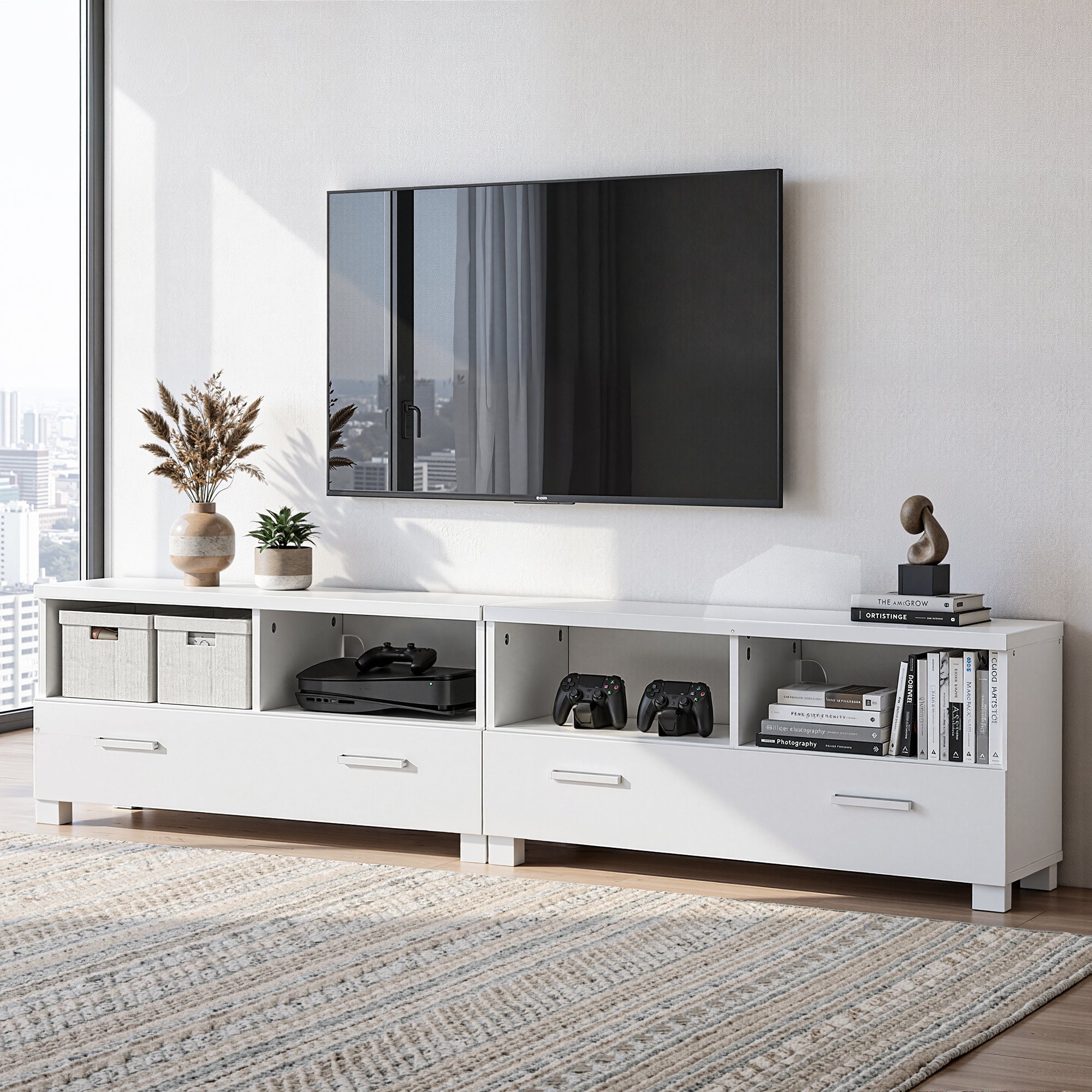 Artiss TV Cabinet Entertainment Unit 180cm White Eddie FURNI-C-SMTV-180-WH-AB