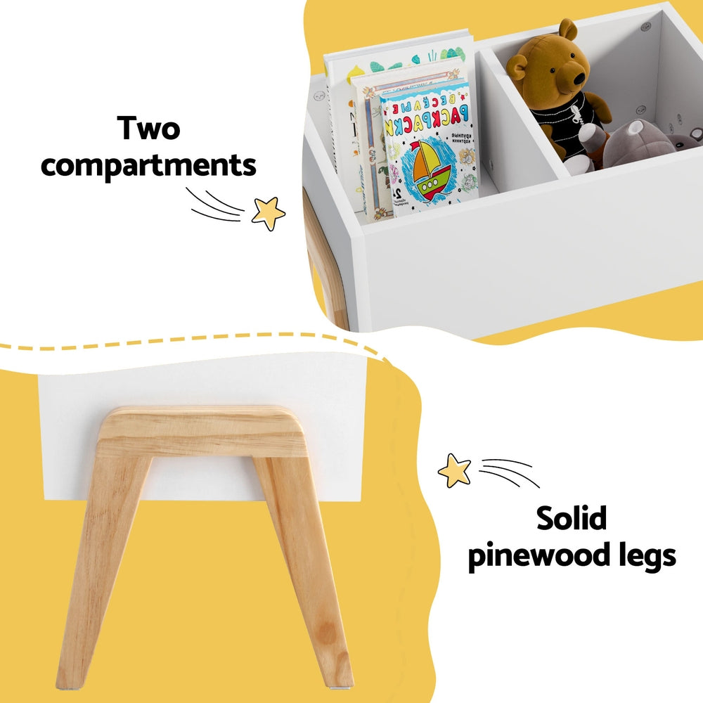 Keezi Kids Toy Box Chest Storage Bin Container Wooden Cabinet Clothes Book Organiser Bedroom FURNI-C-TOY-TABLE-WH