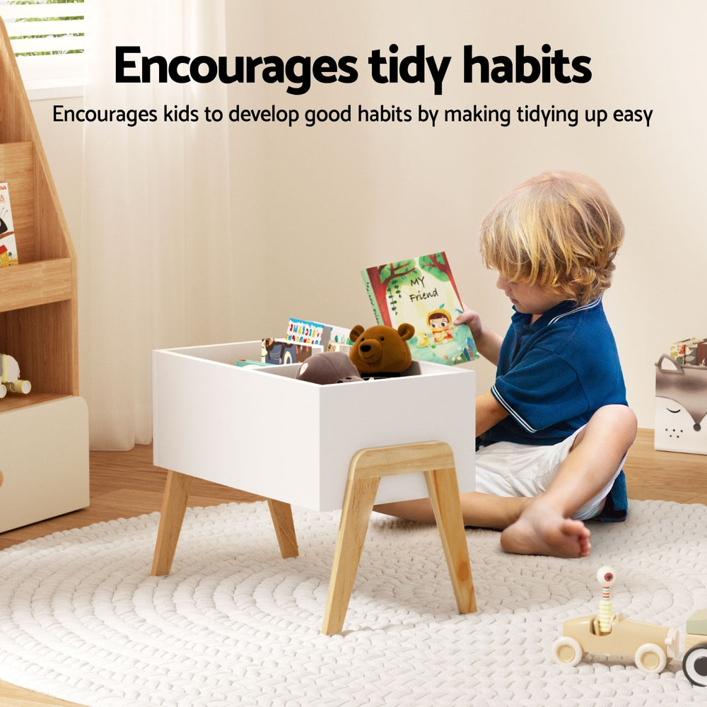 Keezi Kids Toy Box Chest Storage Bin Container Wooden Cabinet Clothes Book Organiser Bedroom FURNI-C-TOY-TABLE-WH