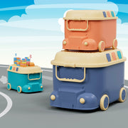 Keezi 3PCS Toy Storage Box Cute Car Toy Container Kids Toys Organiser Snack Boxes FURNI-C-TOY3PC-BUORGN