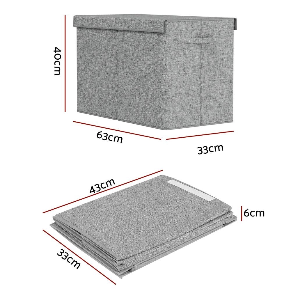 Keezi Large Toy Box Chest Storage with Flip-Top Lid Foldable Organizer Bins Grey FURNI-C-TOYBOARD-GY
