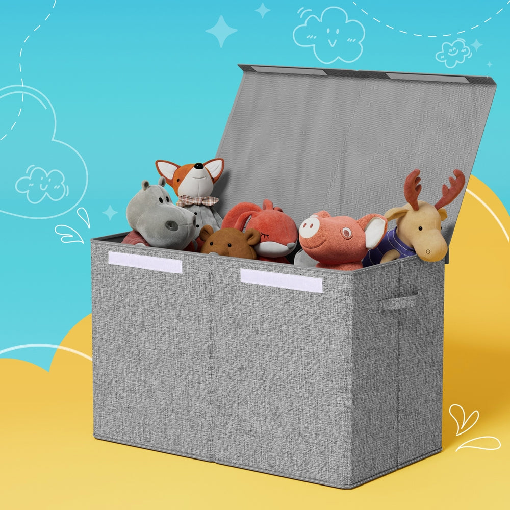 Keezi Large Toy Box Chest Storage with Flip-Top Lid Foldable Organizer Bins Grey FURNI-C-TOYBOARD-GY