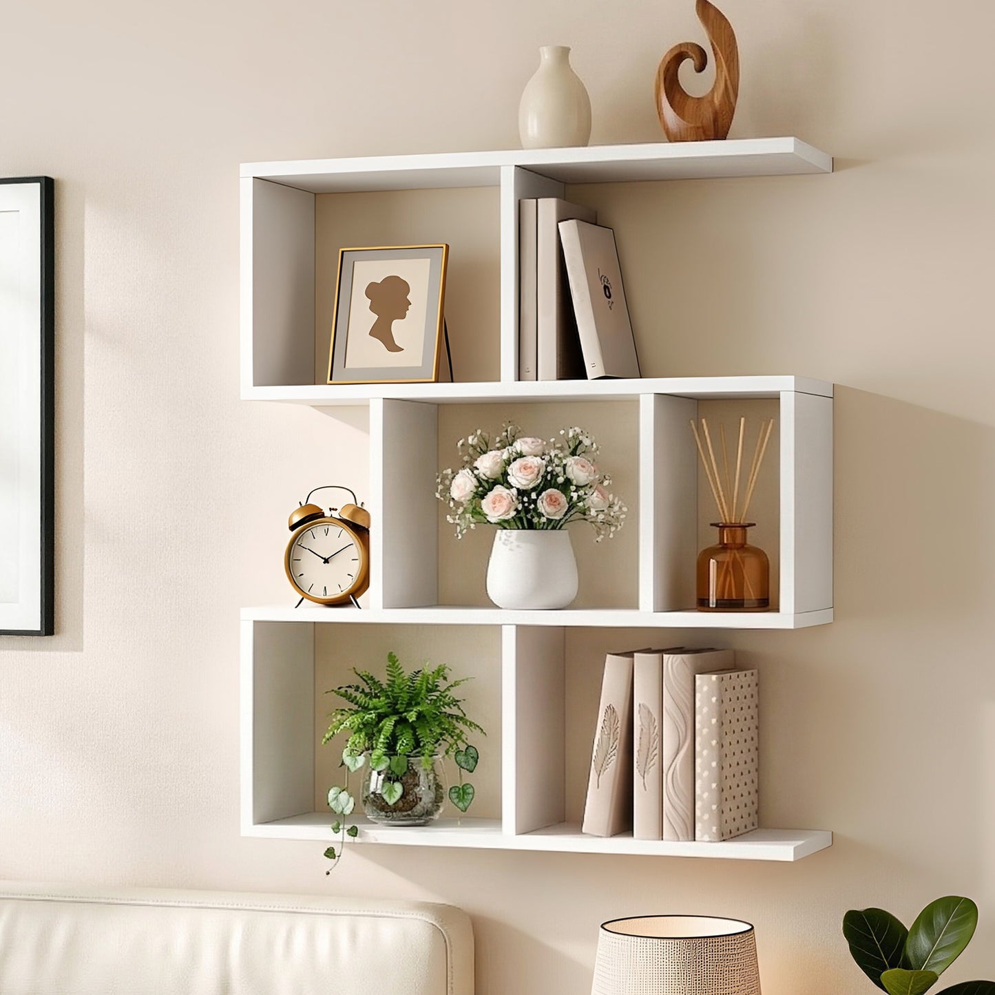 Artiss Floating Wall Shelf Bookshelf 3-Tier Display Storage Organiser White FURNI-C-WALL-01-WH