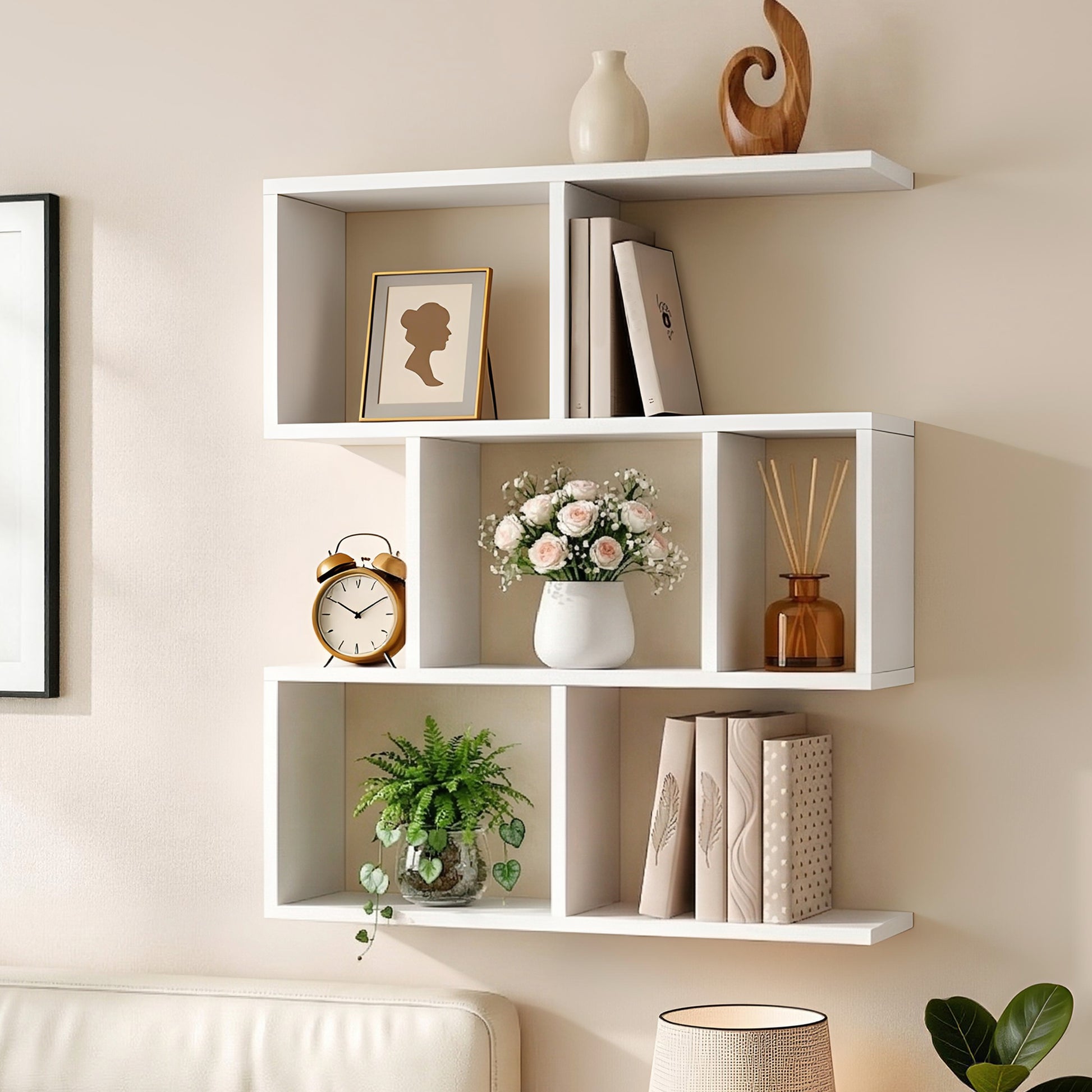 Artiss Floating Wall Shelf Bookshelf 3-Tier Display Storage Organiser White FURNI-C-WALL-01-WH