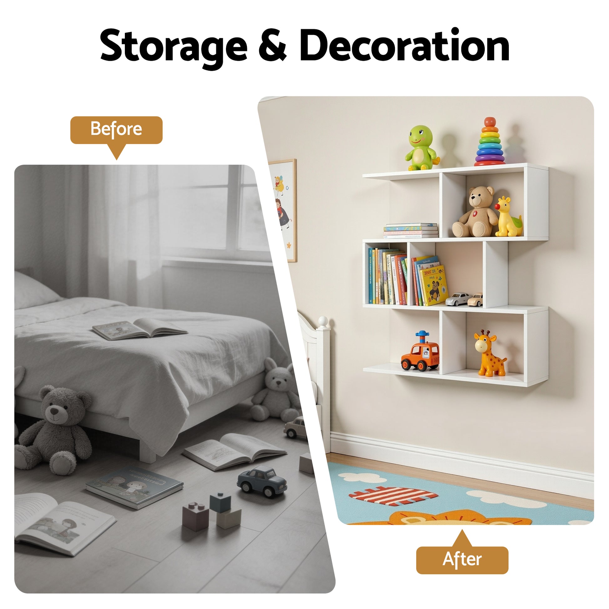 Artiss Floating Wall Shelf Bookshelf 3-Tier Display Storage Organiser White FURNI-C-WALL-01-WH