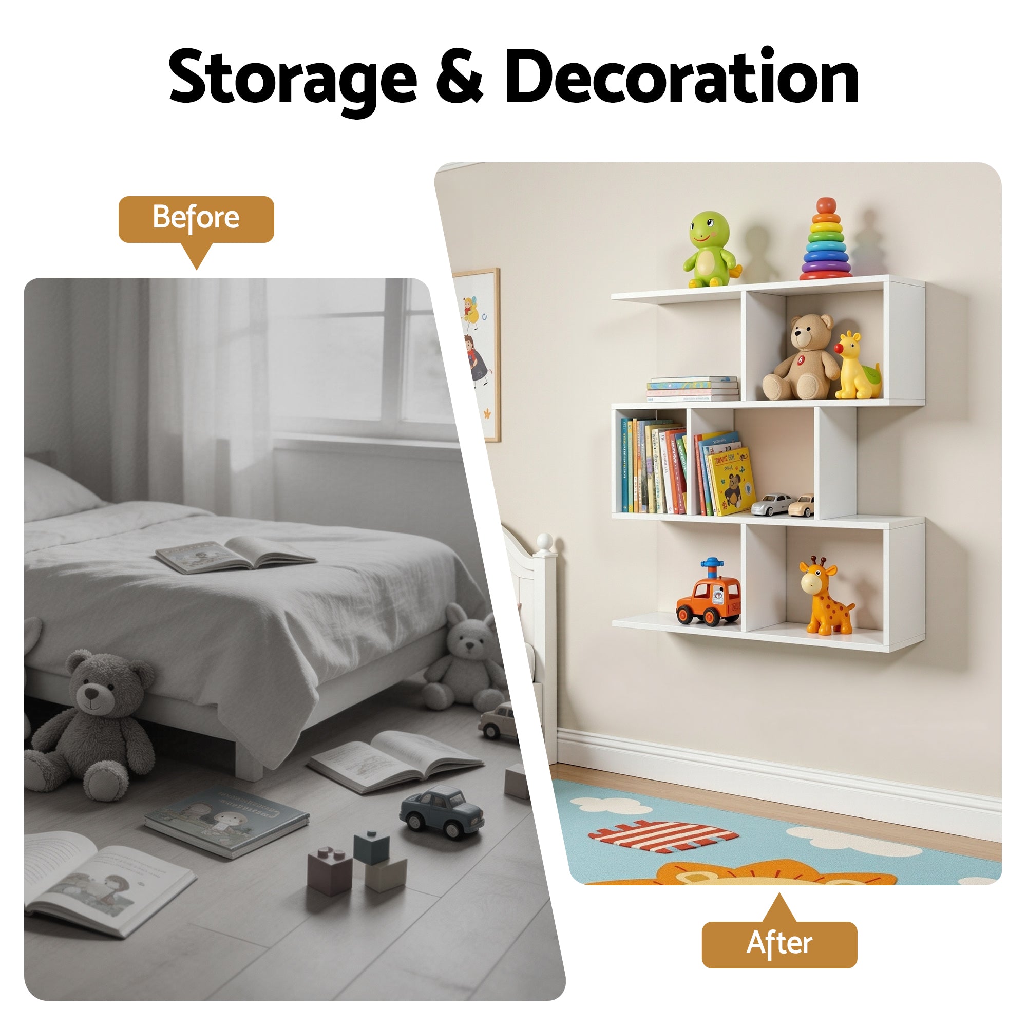 Artiss Floating Wall Shelf Bookshelf 3-Tier Display Storage Organiser White FURNI-C-WALL-01-WH