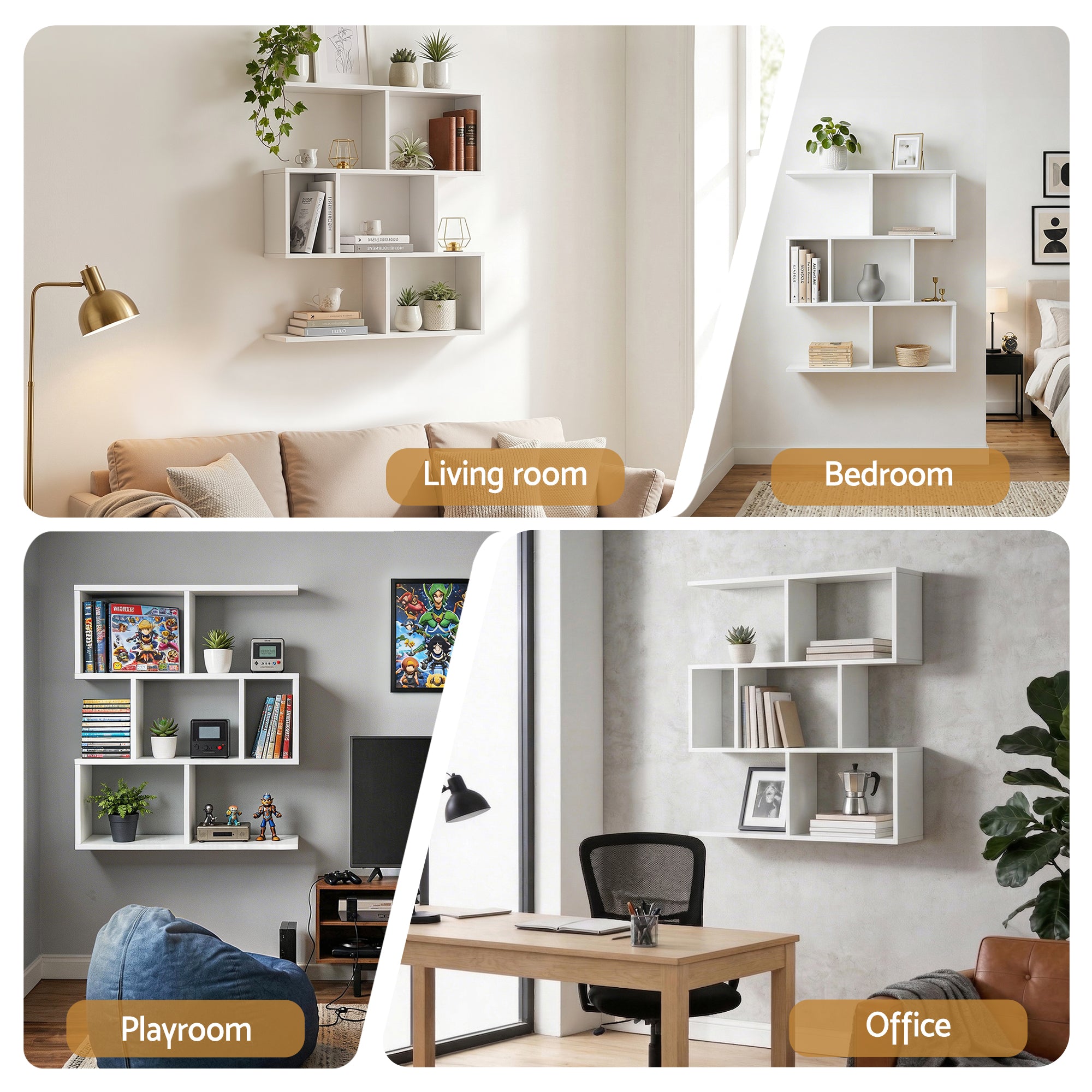 Artiss Floating Wall Shelf Bookshelf 3-Tier Display Storage Organiser White FURNI-C-WALL-01-WH