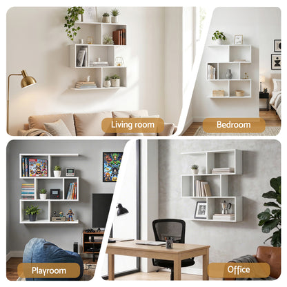 Artiss Floating Wall Shelf Bookshelf 3-Tier Display Storage Organiser White FURNI-C-WALL-01-WH