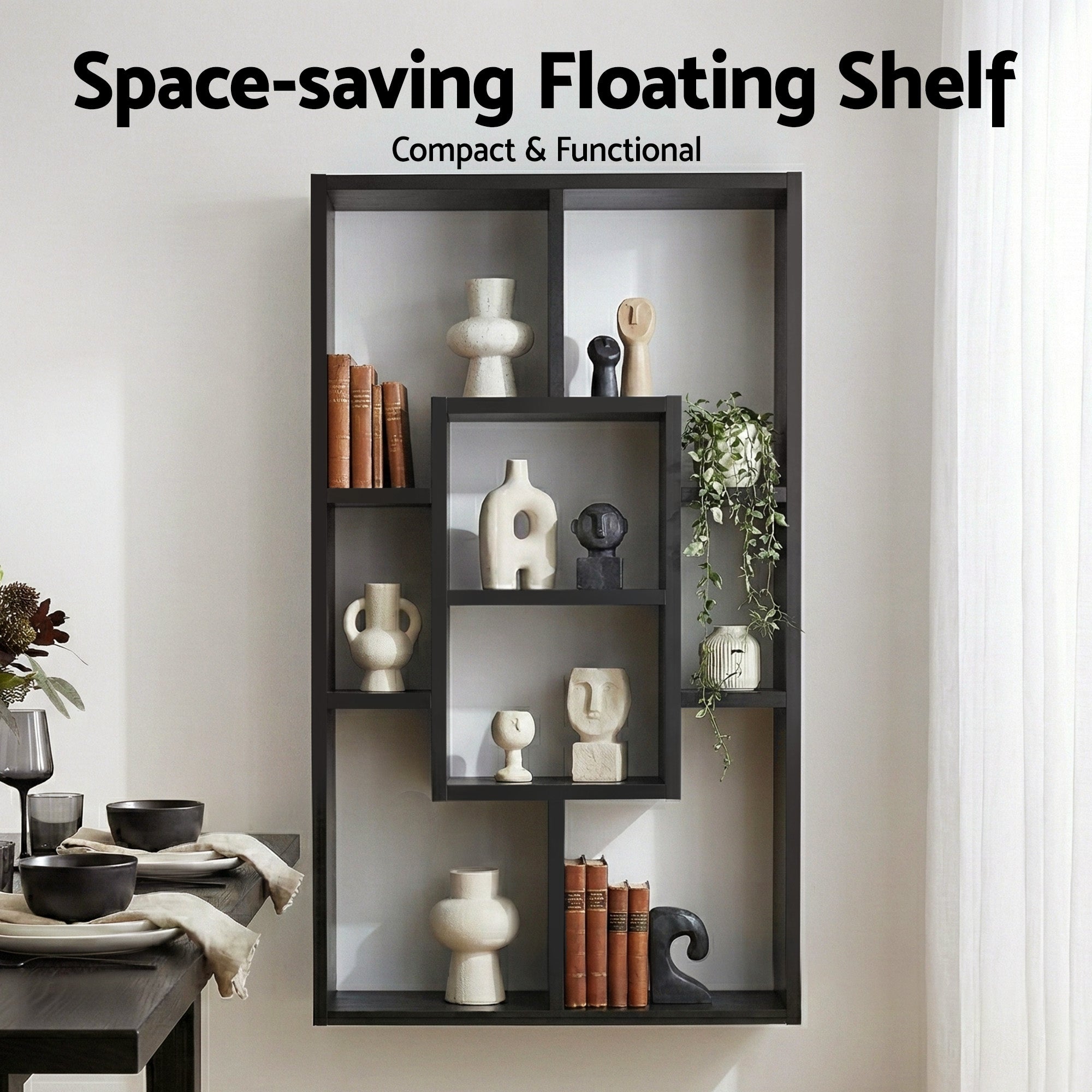 Artiss Floating Wall Shelves Bookshelf Black FURNI-C-WALL-SHELF-BK