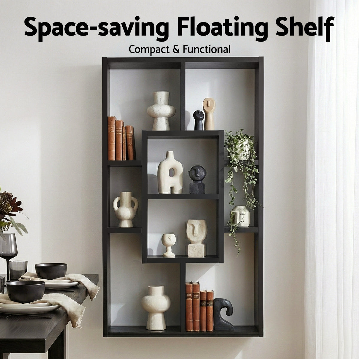 Artiss Floating Wall Shelves Bookshelf Black FURNI-C-WALL-SHELF-BK