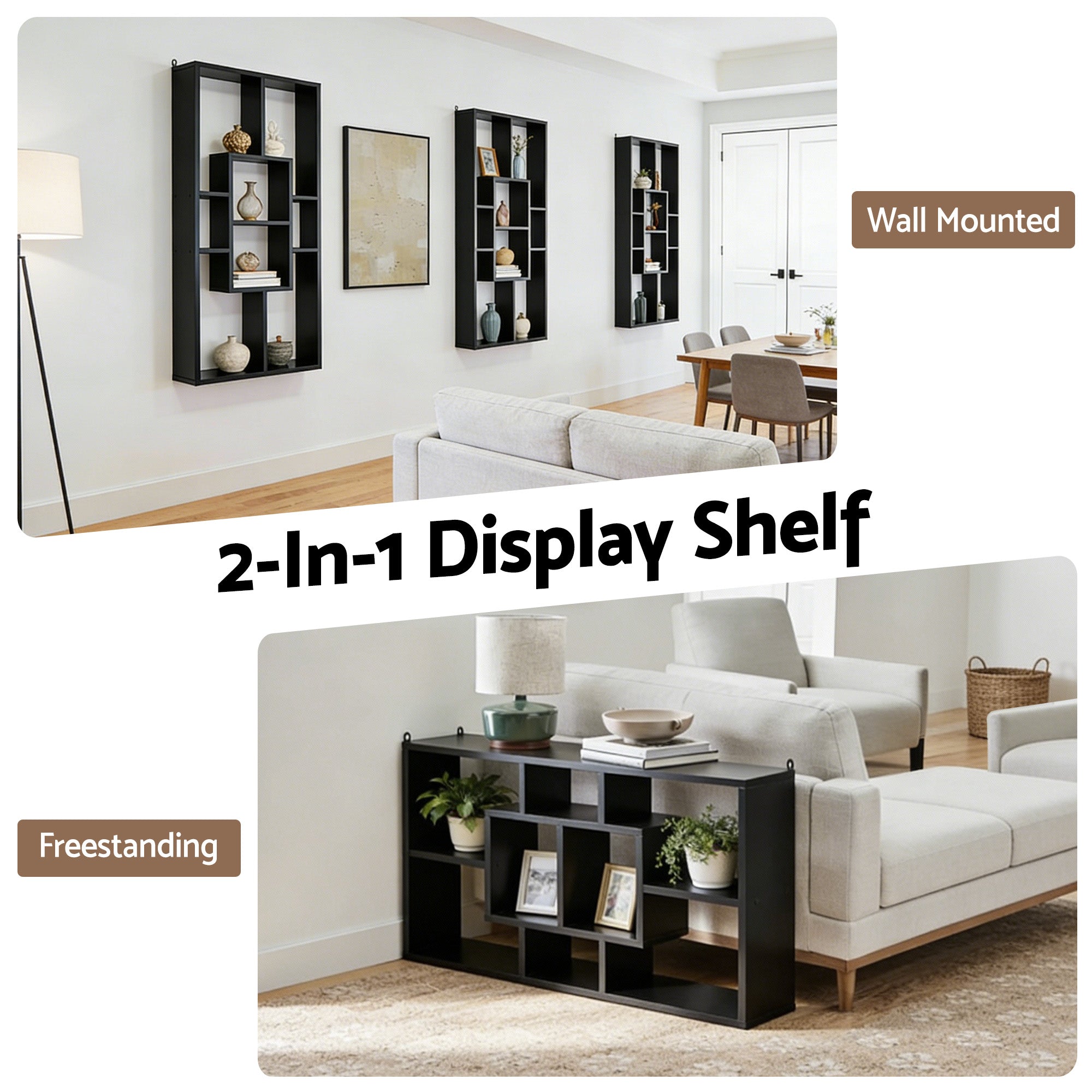 Artiss Floating Wall Shelves Bookshelf Black FURNI-C-WALL-SHELF-BK