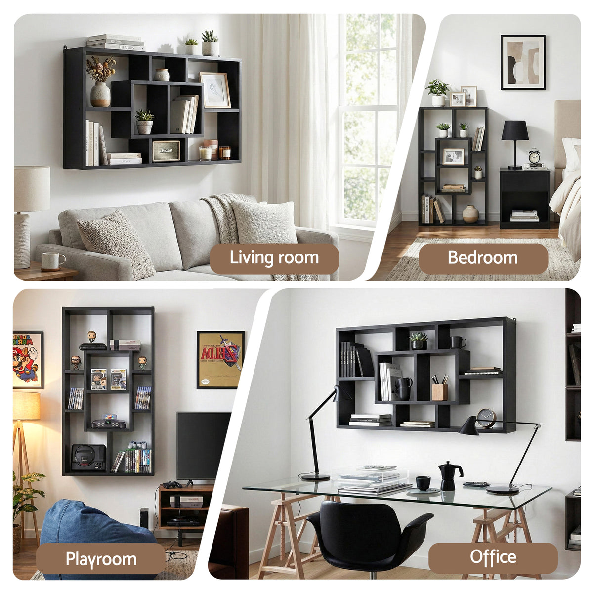 Artiss Floating Wall Shelves Bookshelf Black FURNI-C-WALL-SHELF-BK