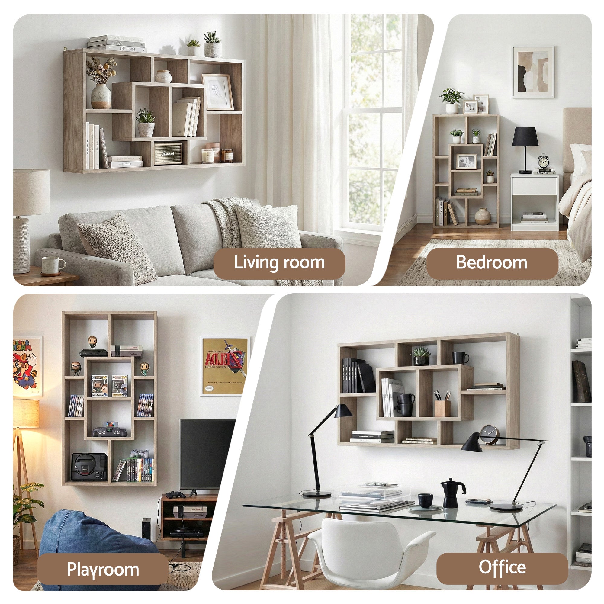 Artiss Floating Wall Shelves Bookshelf Wood FURNI-C-WALL-SHELF-WD