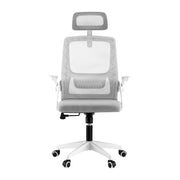 Artiss Home Office Desk and Chair Set, 136cm L Shaped Computer Desk with Shelves & Cable Management, Ergonomic Mesh Office Chair with Adjustable Headrest, Flip-Up Armrests