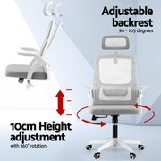 Artiss Home Office Desk and Chair Set, 136cm L Shaped Computer Desk with Shelves & Cable Management, Ergonomic Mesh Office Chair with Adjustable Headrest, Flip-Up Armrests