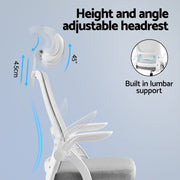 Artiss Home Office Desk and Chair Set, 136cm L Shaped Computer Desk with Shelves & Cable Management, Ergonomic Mesh Office Chair with Adjustable Headrest, Flip-Up Armrests