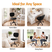 Artiss Office Desk & Chair Set 120cm Computer Desk with 3 Drawers & Open Shelves, Ergonomic Armless Office Chair with Wheels, Height Adjustable for Home Office Study