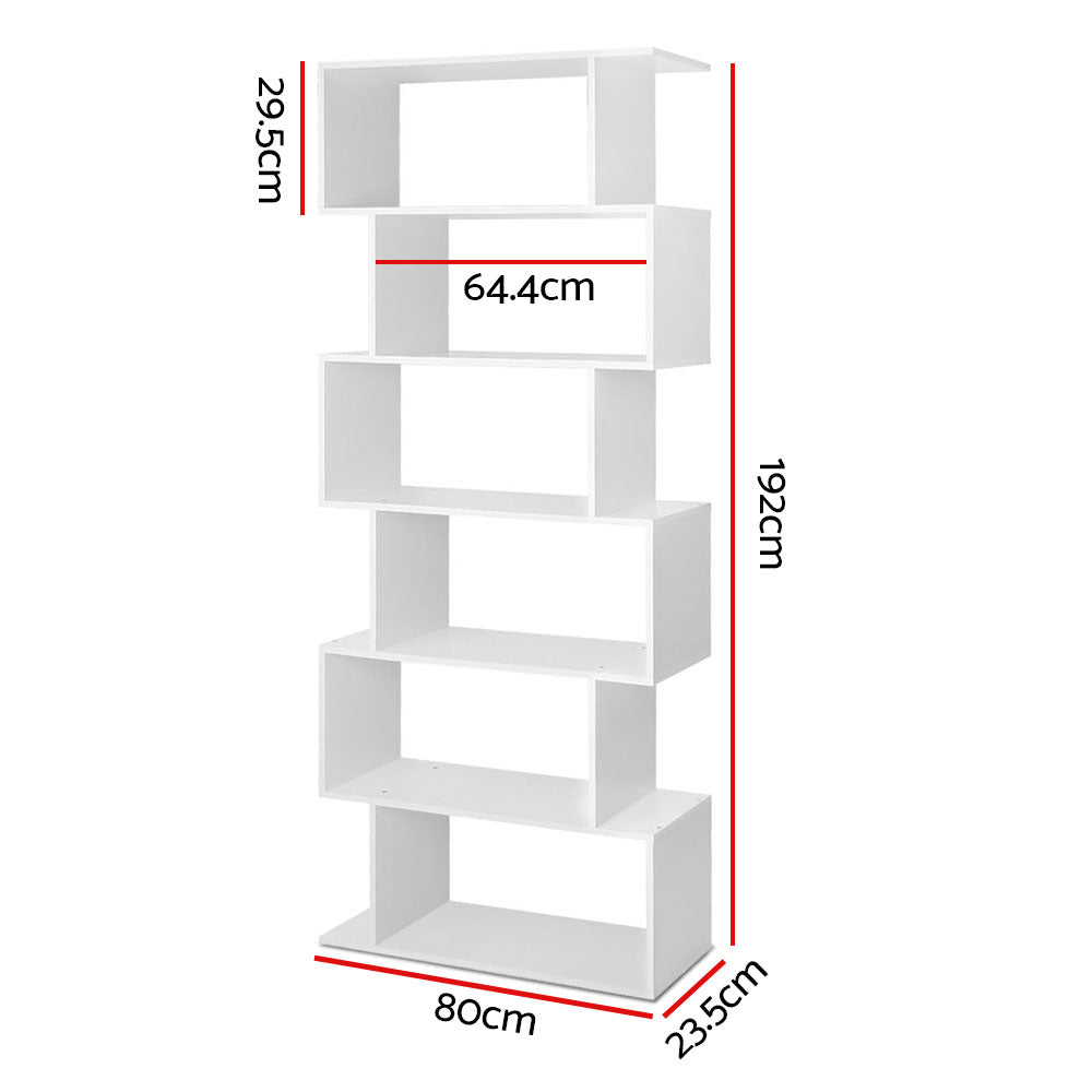Artiss Bookshelf 6 Tiers - RIVA White FURNI-DIS-6T-WH