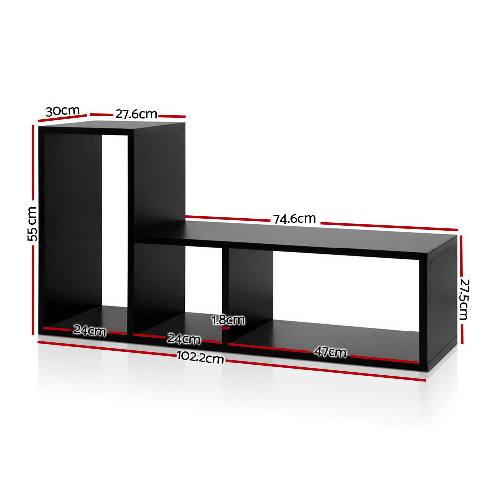 Artiss Bookshelf L Shape DIY - Black FURNI-DISPLAY-L1-BK