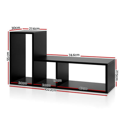 Artiss Bookshelf L Shape DIY - Black FURNI-DISPLAY-L1-BK