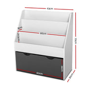Keezi 3 Tiers Kids Bookshelf Magazine Rack Children Bookcase Organiser Storage FURNI-E-BOOK-02-WHGY