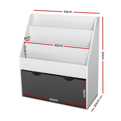 Keezi 3 Tiers Kids Bookshelf Magazine Rack Children Bookcase Organiser Storage FURNI-E-BOOK-02-WHGY