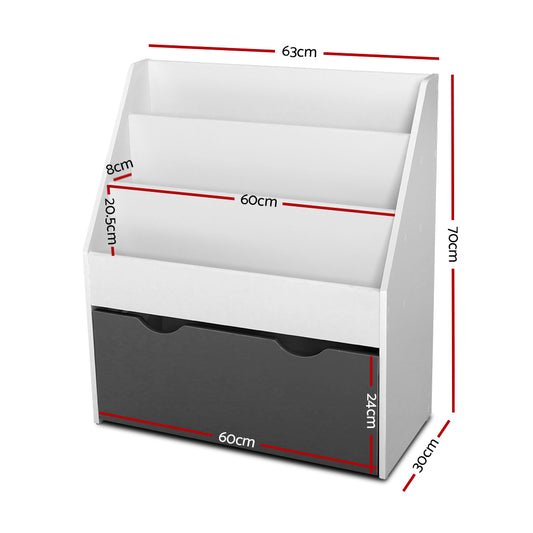 Keezi 3 Tiers Kids Bookshelf Magazine Rack Children Bookcase Organiser Storage FURNI-E-BOOK-02-WHGY