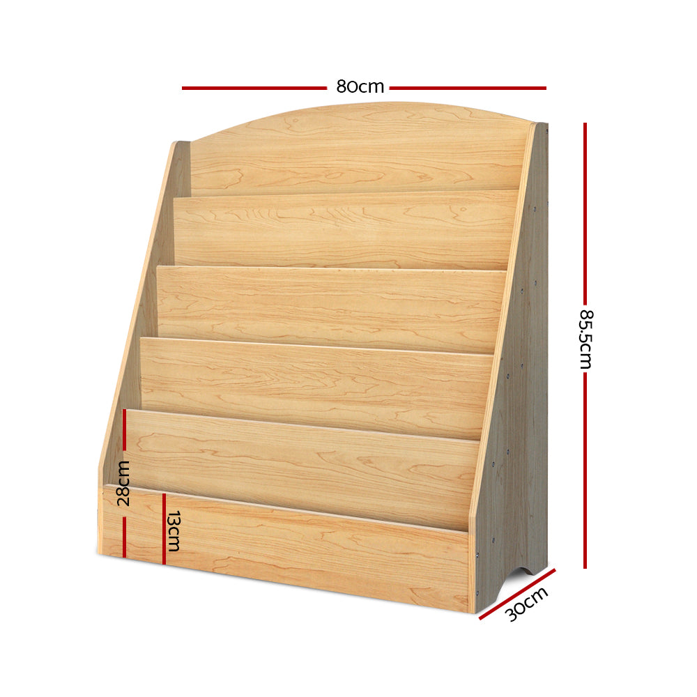Keezi 5 Tiers Kids Bookshelf Magazine Shelf Organiser Bookcase Display Rack FURNI-E-BOOK-UBER-WD