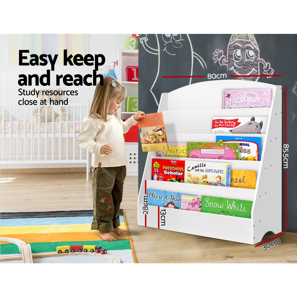 Keezi 5 Tiers Kids Bookshelf Magazine Shelf Organiser Bookcase Display Rack White FURNI-E-BOOK-UBER-WH