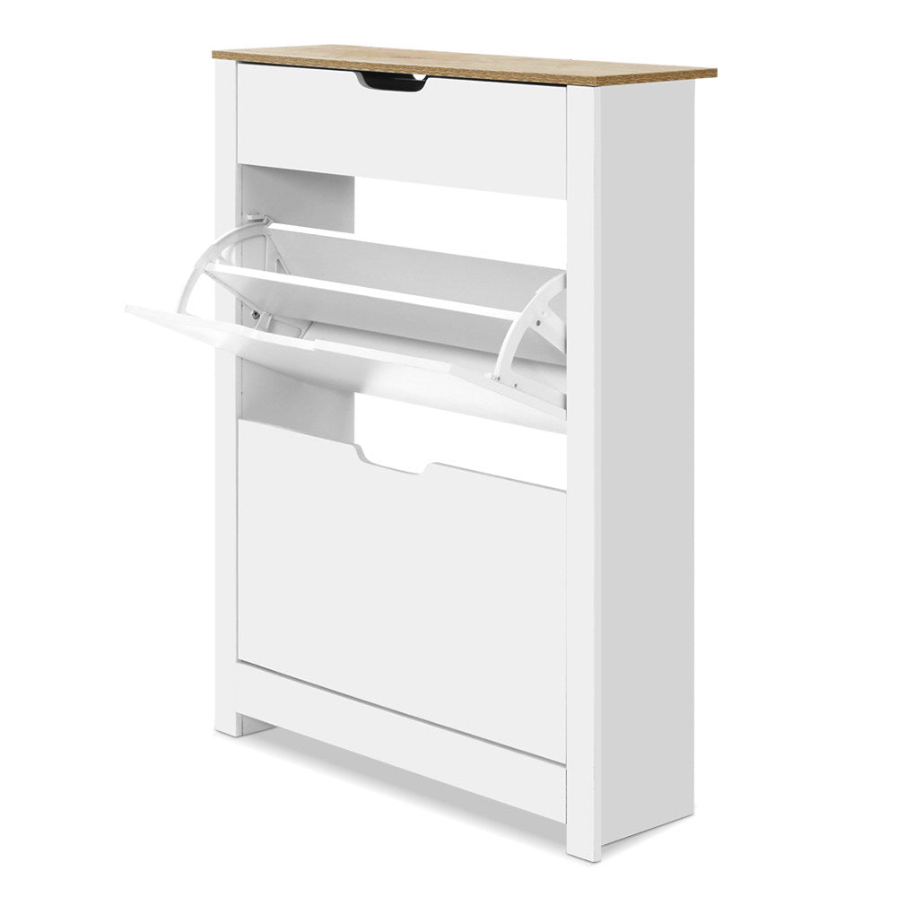 Artiss Shoe Rack Cabinet 16 Pairs White Ana FURNI-E-JACO-SHOE-WHWD