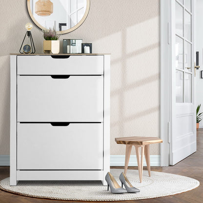 Artiss Shoe Rack Cabinet 16 Pairs White Ana FURNI-E-JACO-SHOE-WHWD
