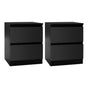 Artiss 2x Bedside Table 2 Drawers - PEPE Black FURNI-E-PURE-BKX2