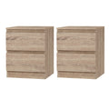 Artiss 2x Bedside Table 2 Drawers - PEPE Oak FURNI-E-PURE-WDX2