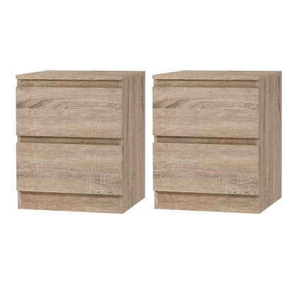 Artiss 2x Bedside Table 2 Drawers - PEPE Oak FURNI-E-PURE-WDX2