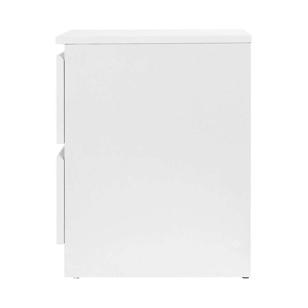 Artiss Bedside Table 2 Drawers - PEPE White FURNI-E-PURE-WH