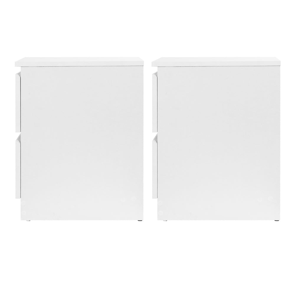 Artiss 2x Bedside Table 2 Drawers - PEPE White FURNI-E-PURE-WHX2