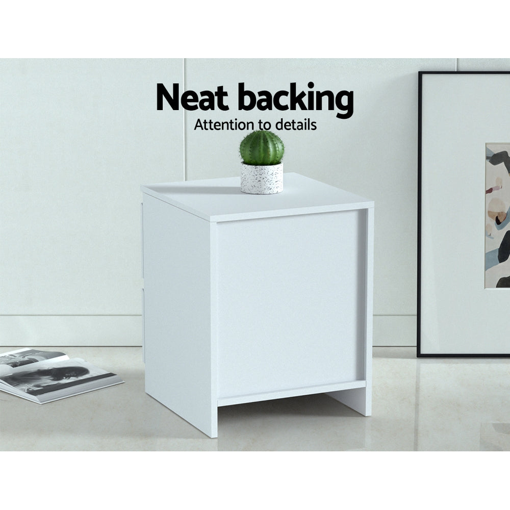Artiss 2x Bedside Table 2 Drawers - PEPE White FURNI-E-PURE-WHX2