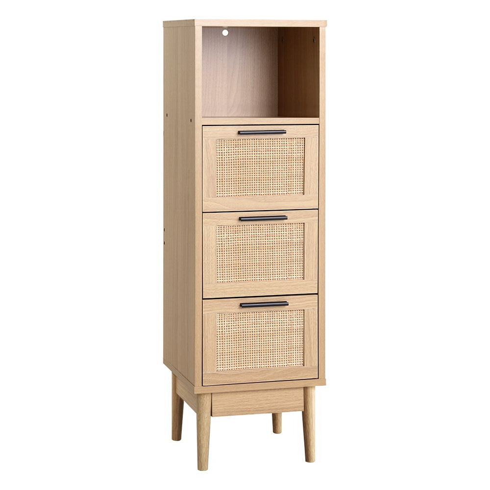 Artiss 3 Chest of Drawers with Shelf - BRIONY Oak FURNI-E-RAT-3D1R-WD
