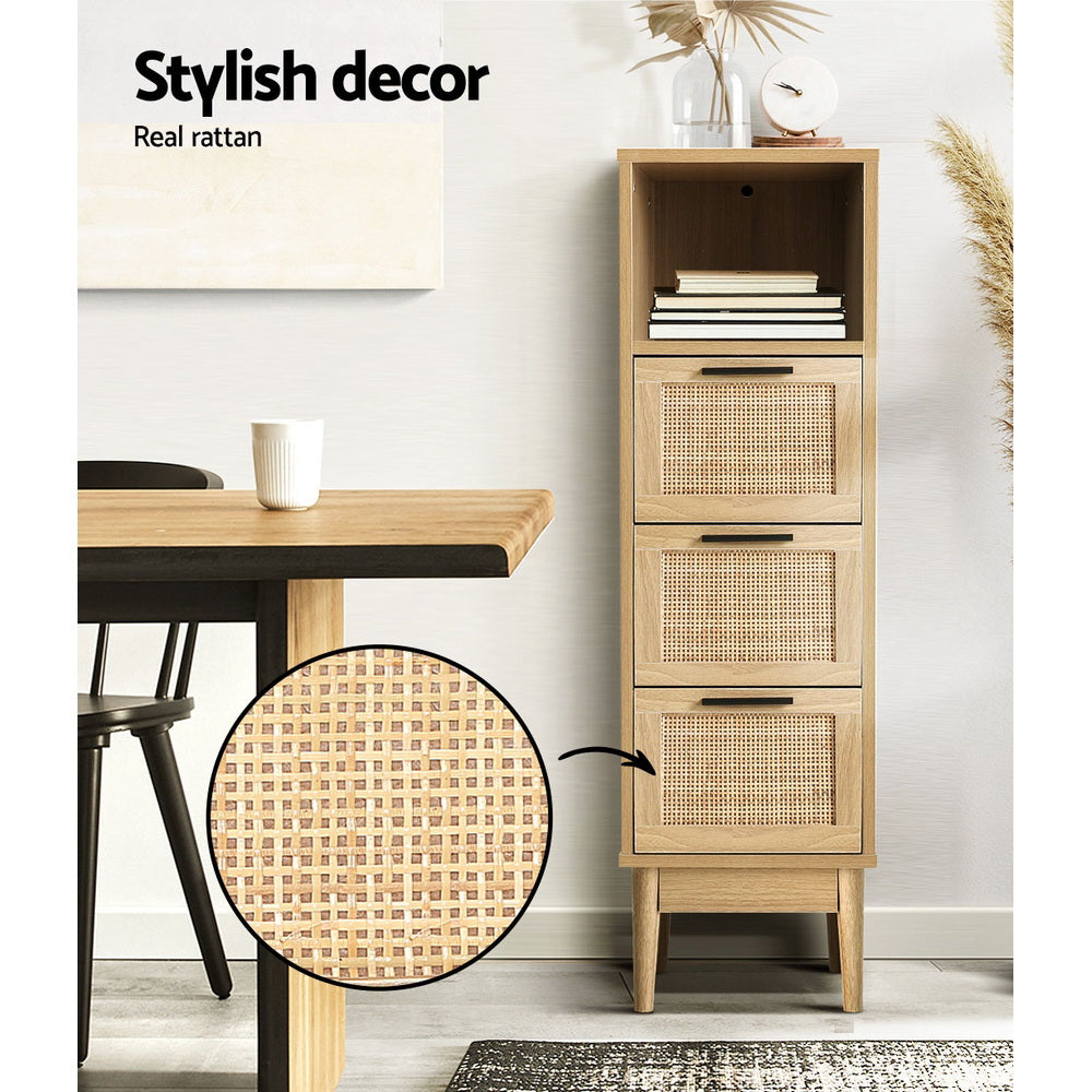Artiss 3 Chest of Drawers with Shelf - BRIONY Oak FURNI-E-RAT-3D1R-WD