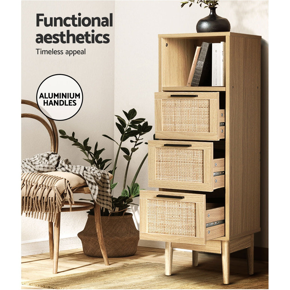 Artiss 3 Chest of Drawers with Shelf - BRIONY Oak FURNI-E-RAT-3D1R-WD