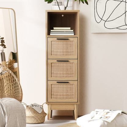 Artiss 3 Chest of Drawers with Shelf - BRIONY Oak FURNI-E-RAT-3D1R-WD