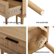 Artiss Bedside Tables Side Table Rattan Drawers Nightstand FURNI-E-RAT-BS-WD