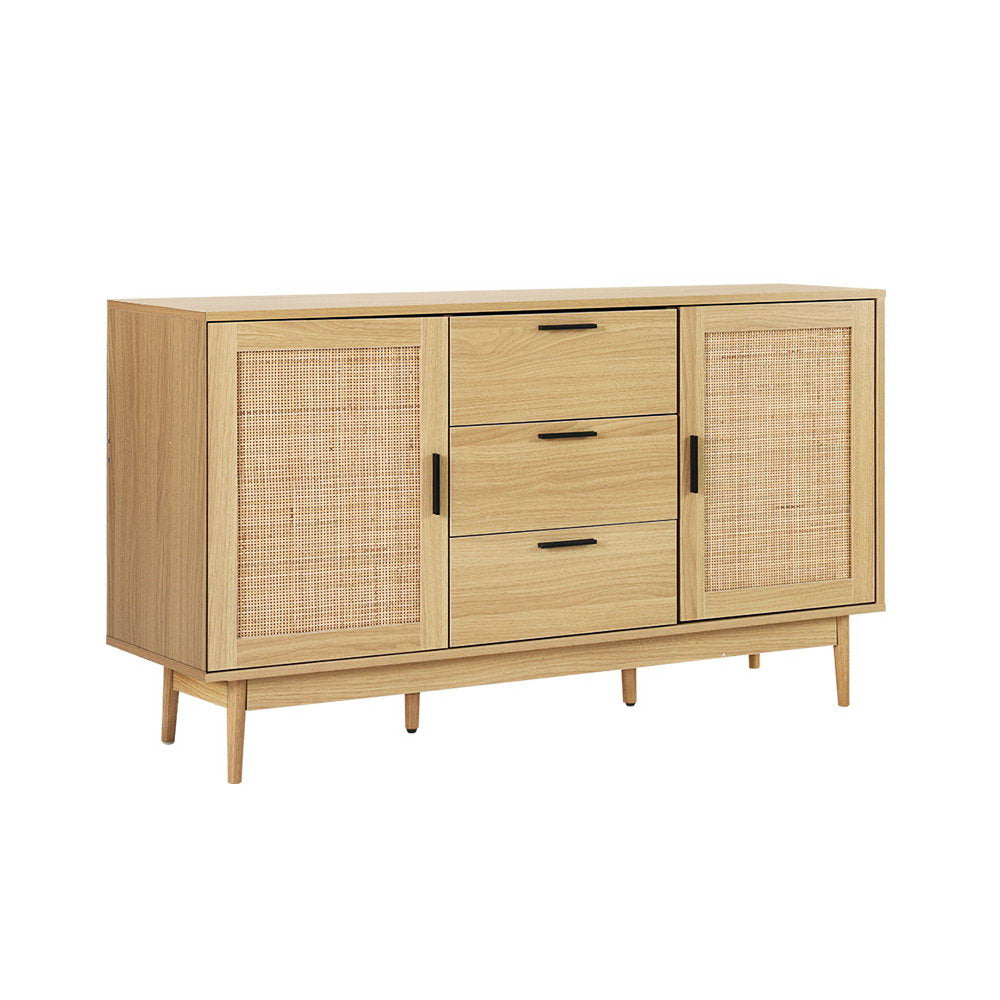 Artiss Rattan Buffet Sideboard - BRIONY Oak FURNI-E-RAT-SID-3D-WD-AB